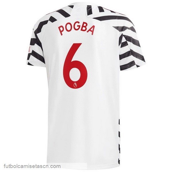Camiseta Manchester United NO.6 Pogba 3ª 2020/21 Blanco